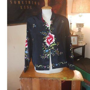 Reversible embroidered vintage Japanese silk kimono jacket large vintage